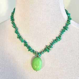 Turquoise and Green Length Adjusting Necklace